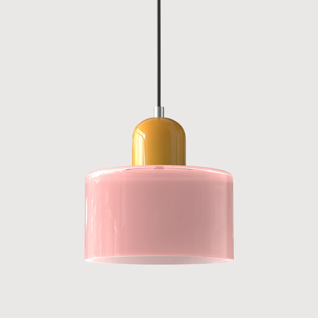 Tusa – Retro Hanglamp met Oranje Glazen Kap & Groene Bovenzijde