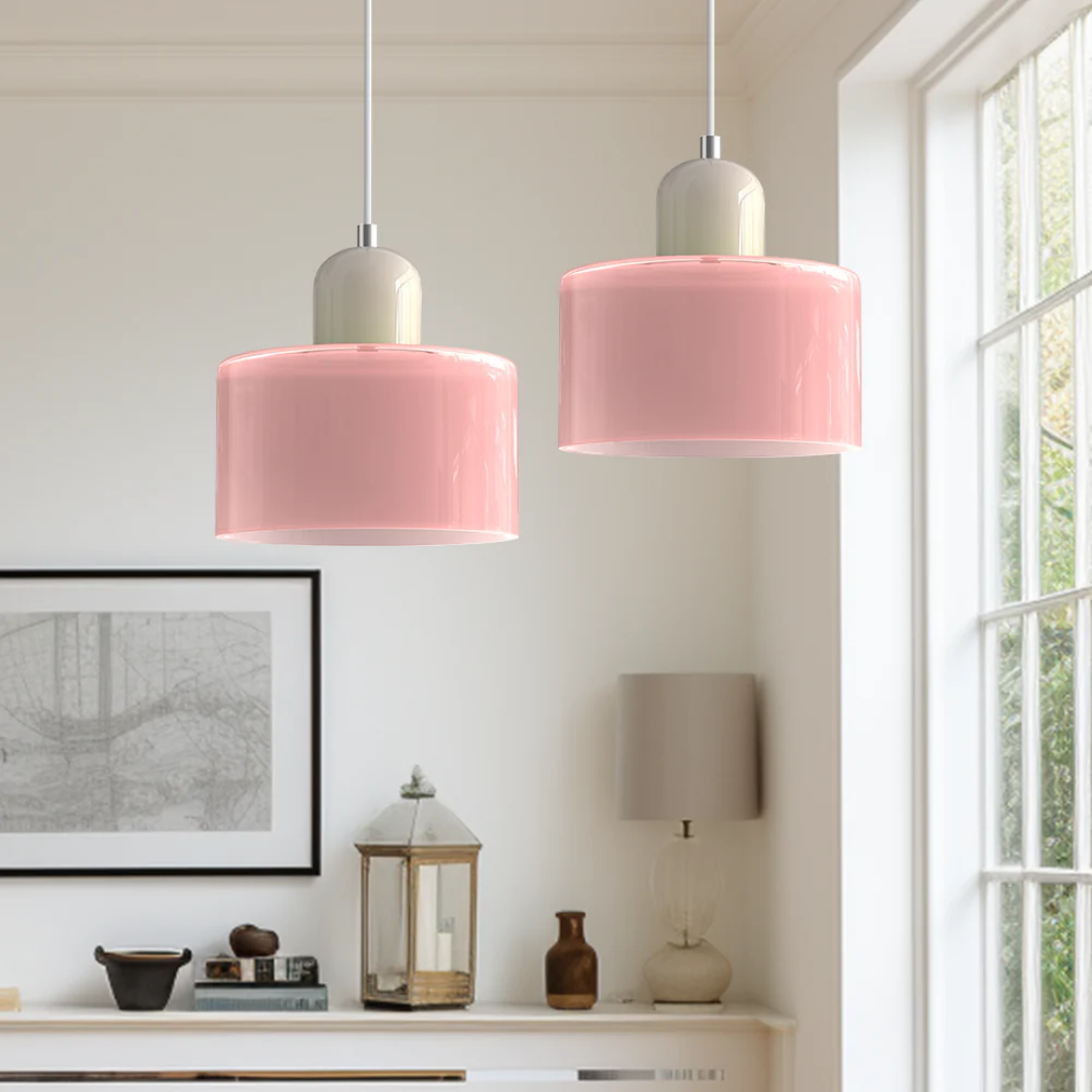 Tusa – Retro Hanglamp met Oranje Glazen Kap & Groene Bovenzijde