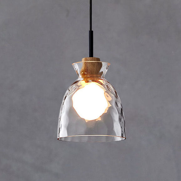 Moderne Glazen Hanglamp met Houten Accenten – Diverse Designs