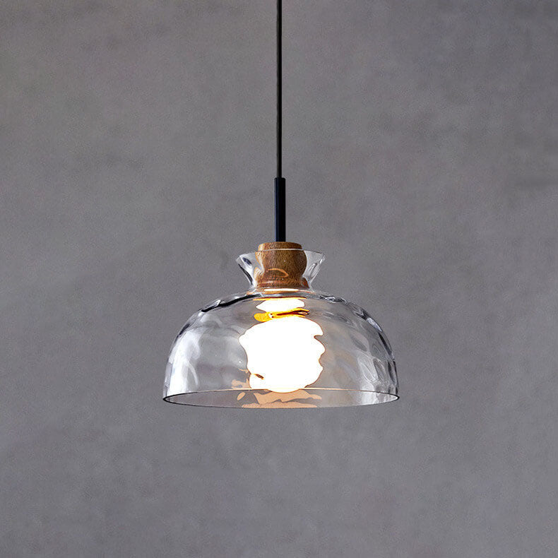 Moderne Glazen Hanglamp met Houten Accenten – Diverse Designs