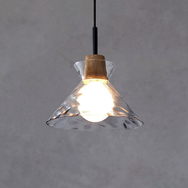 Moderne Glazen Hanglamp met Houten Accenten – Diverse Designs