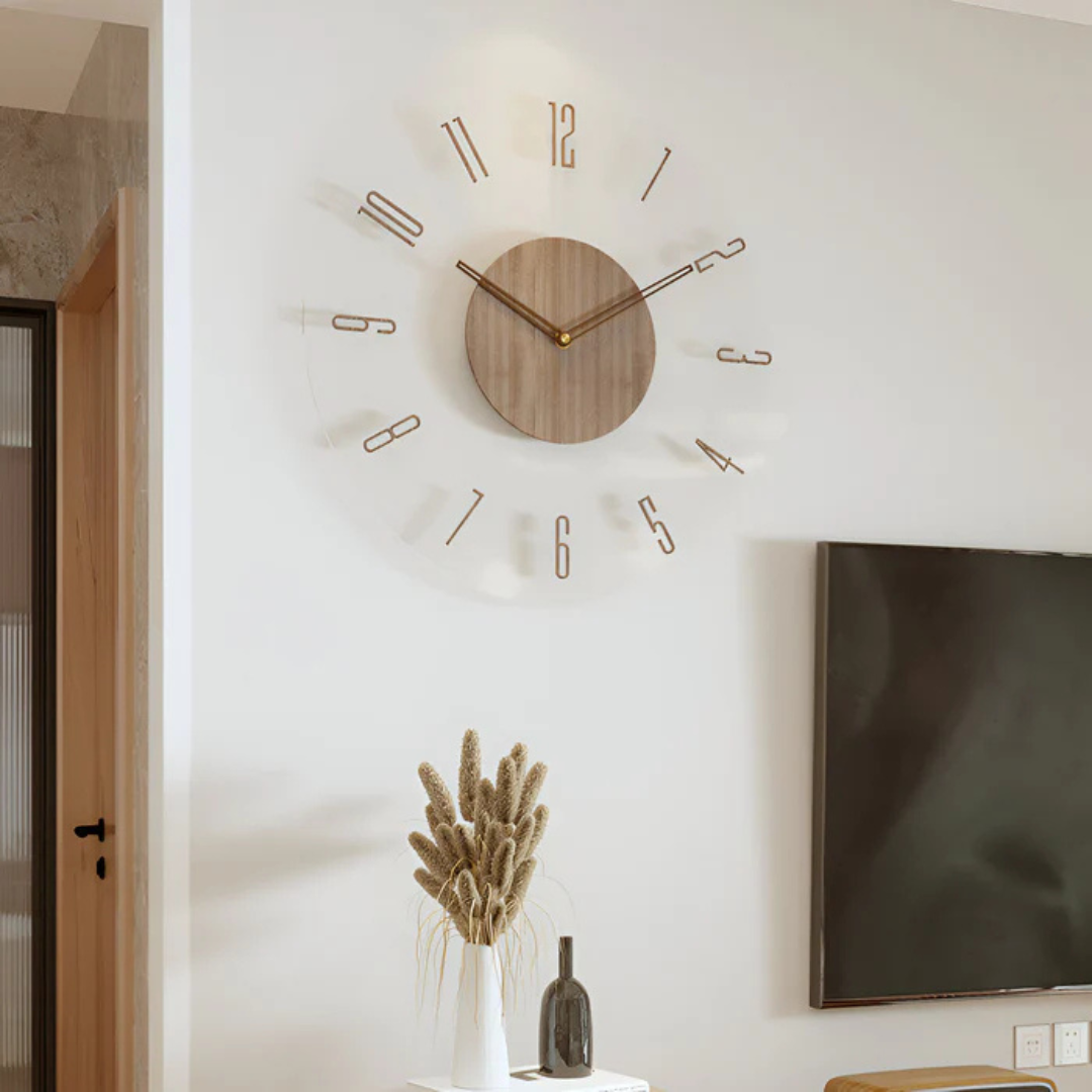 Lumio – Wandklok Acryl & Hout Stil Uurwerk Ø30 cm