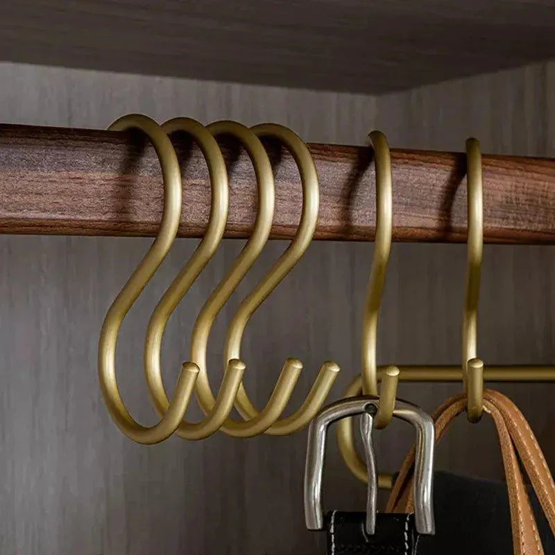 Elegante S-Vormige Haakhouders – Set van 5 Luxe Metalen Hangers in Goud of Zilver