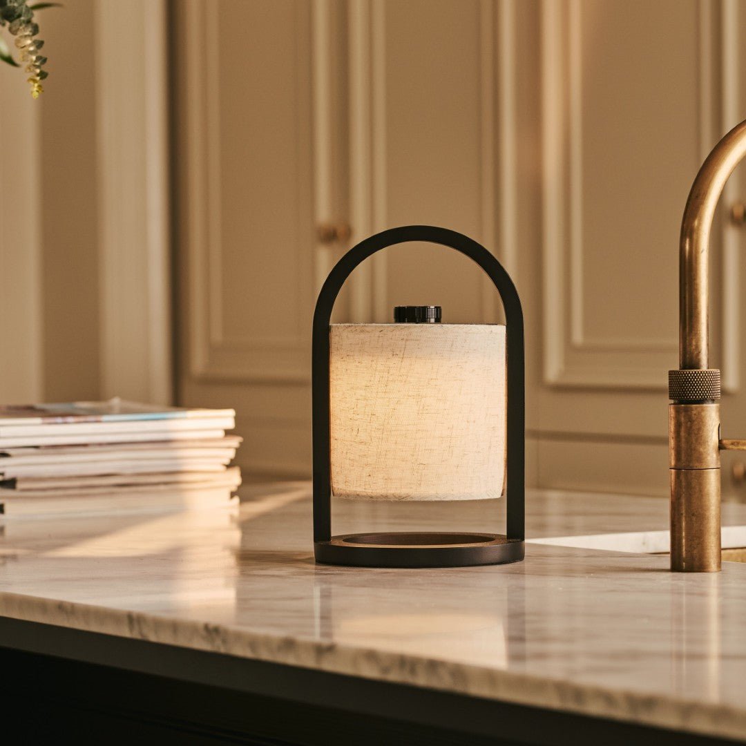 Lumio - Japandi Draadloze houten tafellamp met katoenen kap en touch-dimmer