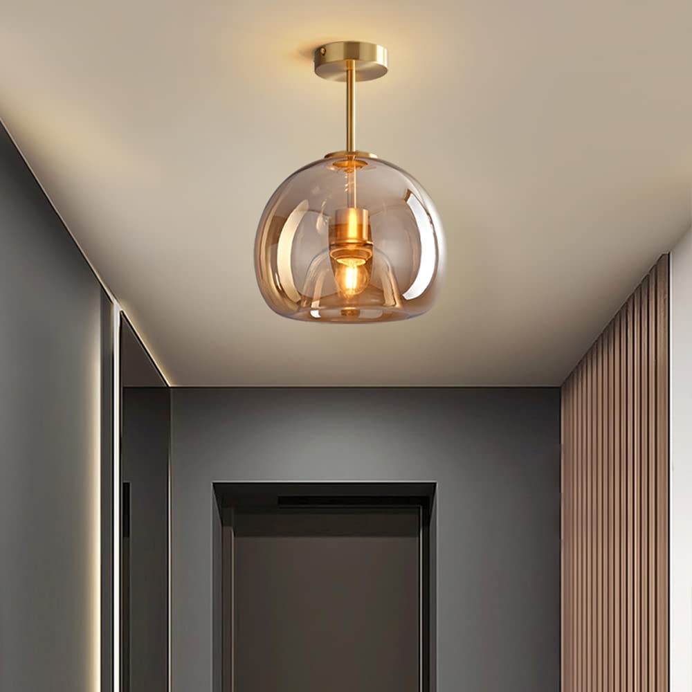 Vörre - Retro Koperen Glas Plafondlamp