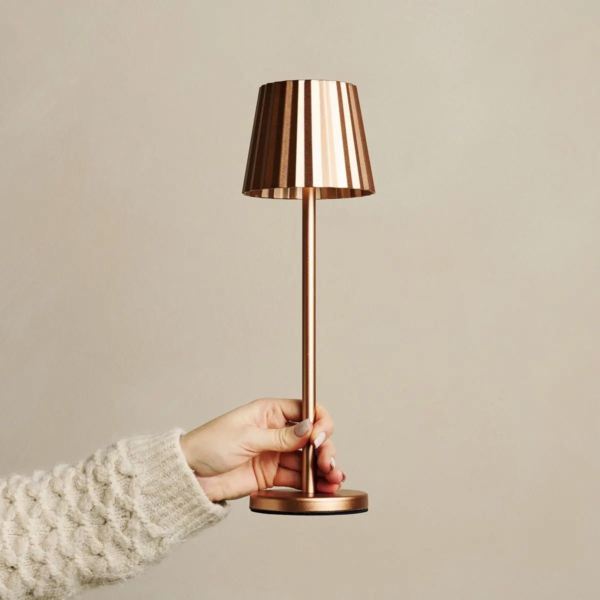 Lumio - Koperen elegante tafellamp oplaadbaar met touch‑dimmer