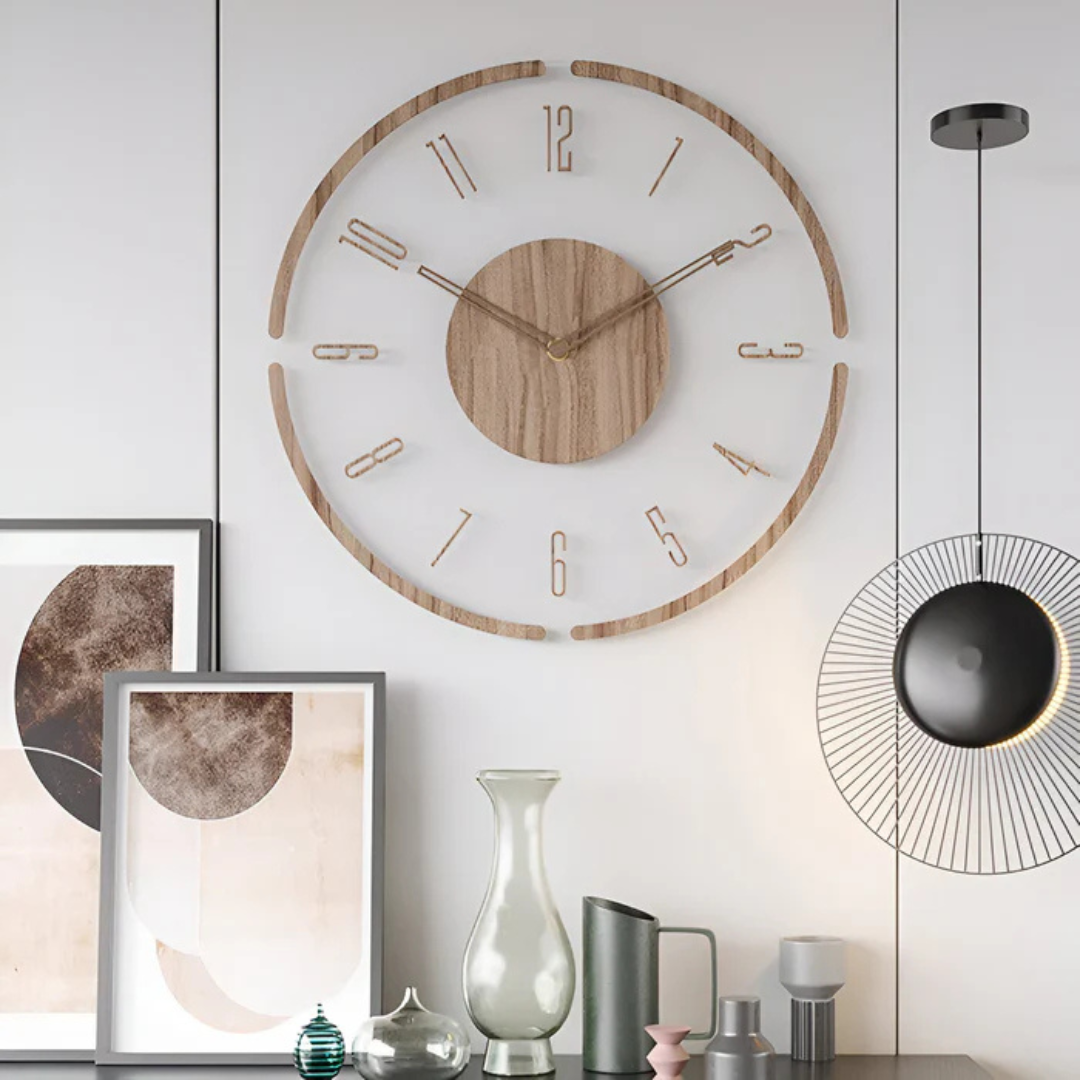 Lumio – Wandklok Acryl & Hout Stil Uurwerk Ø30 cm