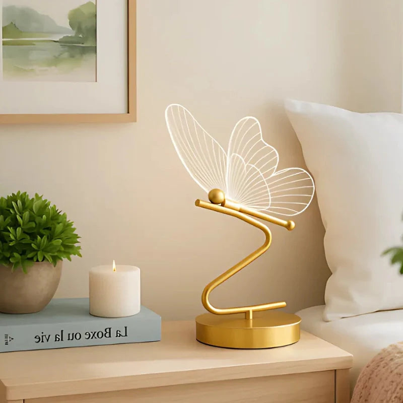 Stijlvolle Draadloze Tafellamp – Vlinderdesign met 3 Lichtkleuren