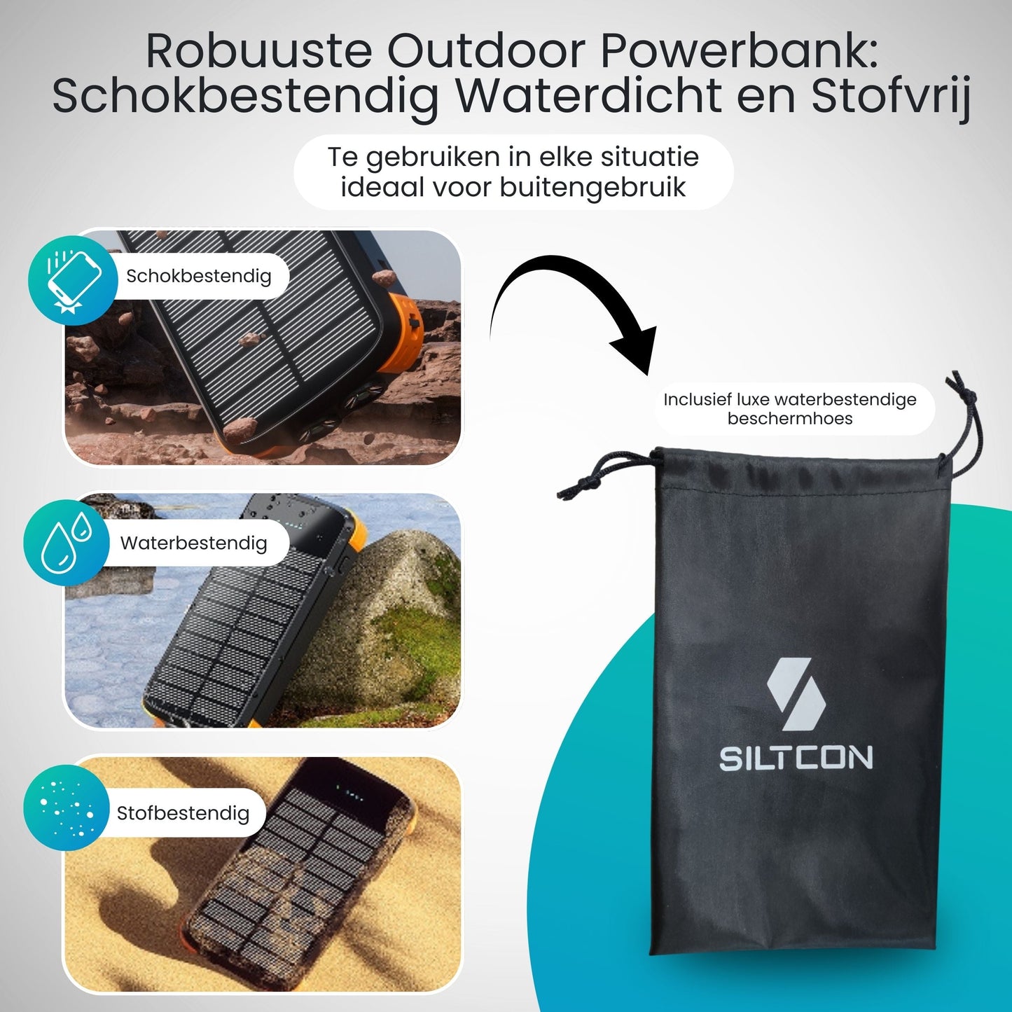 Lumio – Strong Solar Powerbank 30000 mAh met 4 zonnepanelen en 8-in-1 laadfunctie
