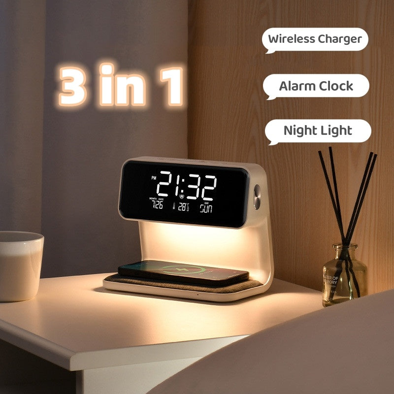 Lumio – Slimme 3-in-1 Nachttafel Lamp met Wekker & Draadloos Opladen