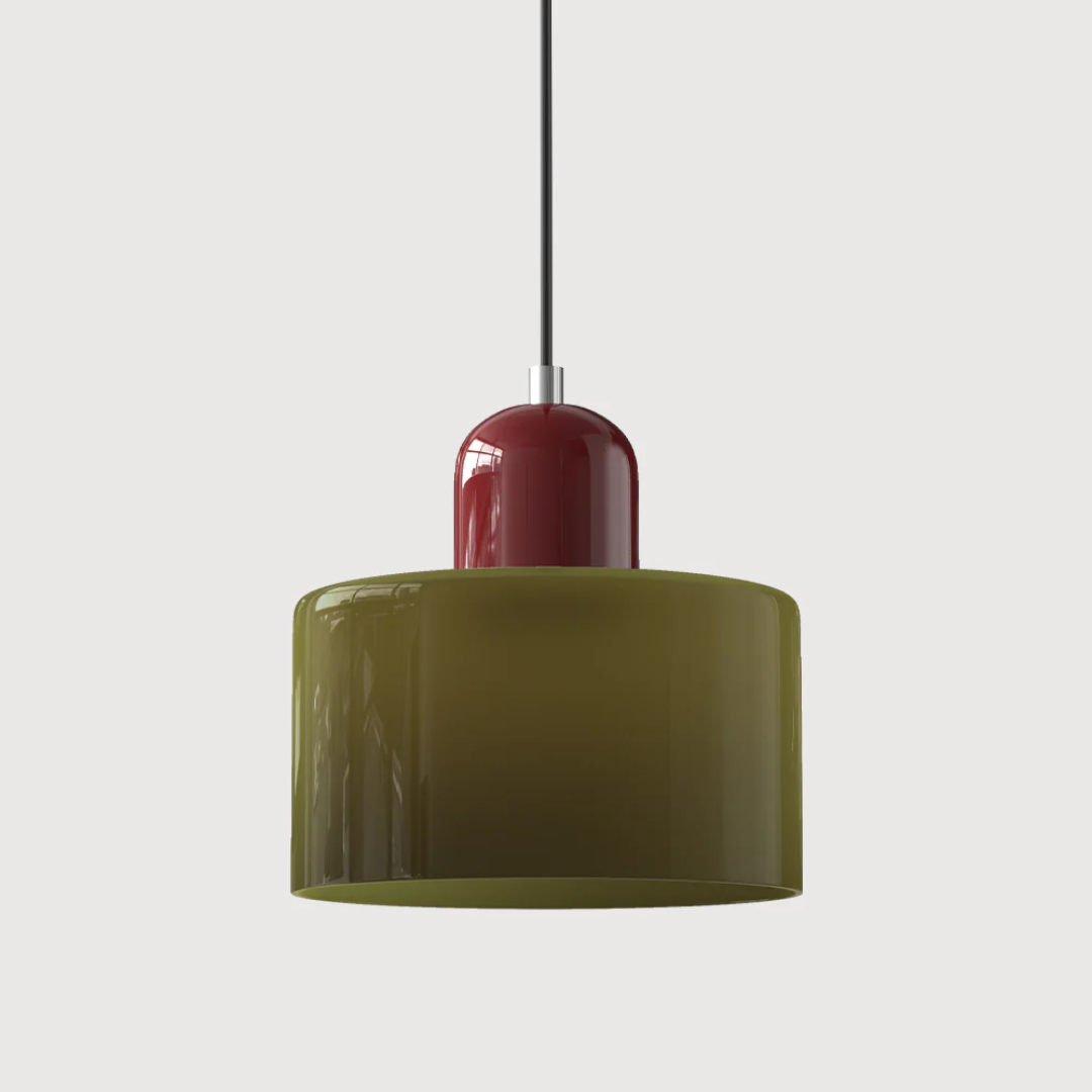 Tusa – Retro Hanglamp met Oranje Glazen Kap & Groene Bovenzijde