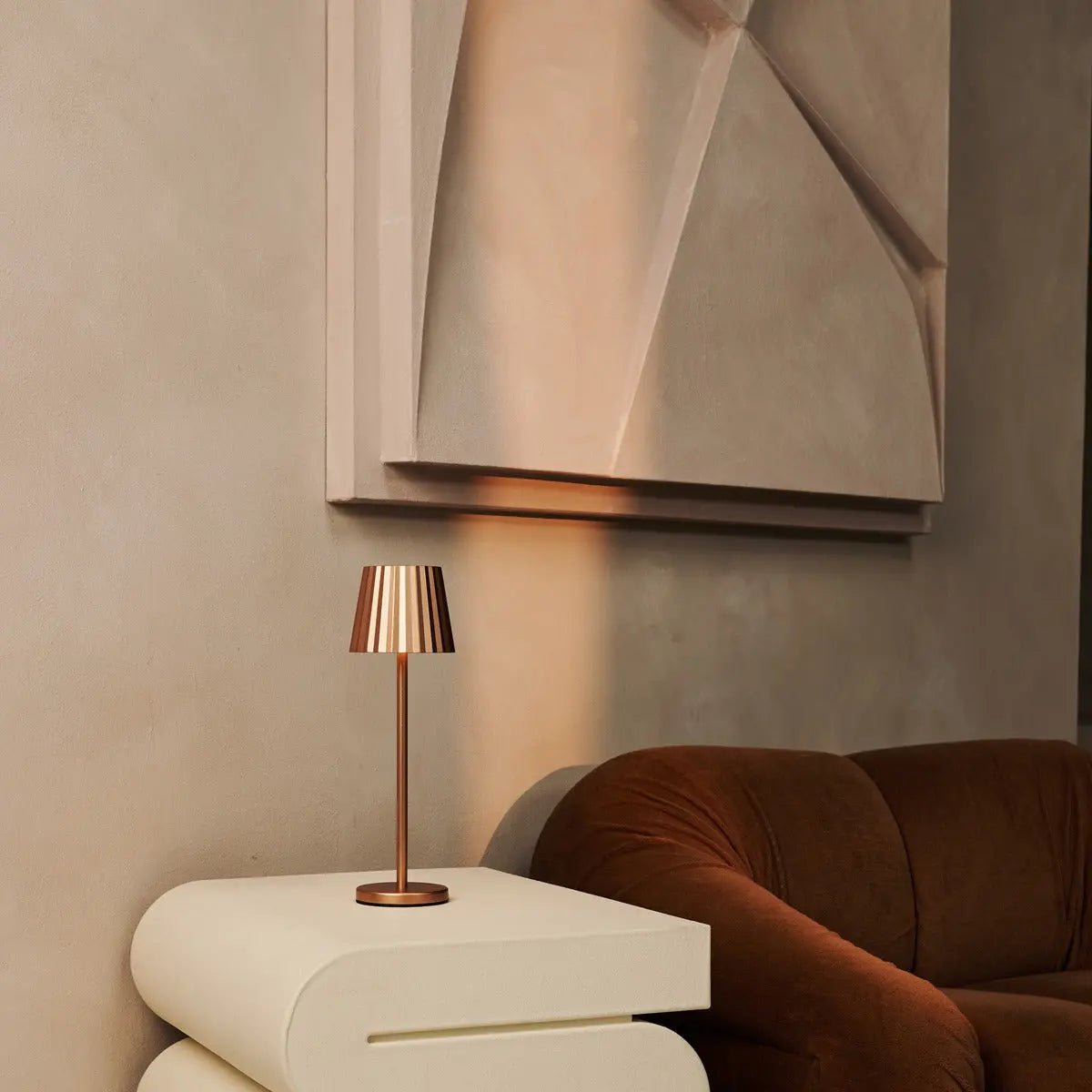 Lumio - Koperen elegante tafellamp oplaadbaar met touch‑dimmer