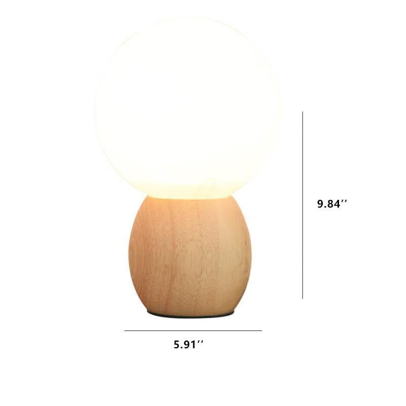 Moderne Houten Tafellamp met Glazen Kap in Scandinavisch Design
