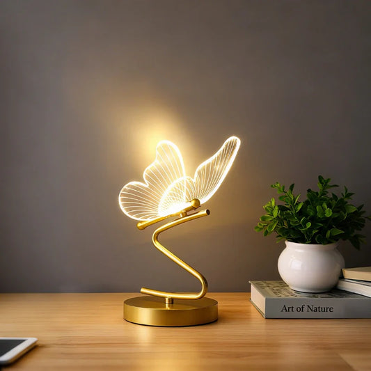 Stijlvolle Draadloze Tafellamp – Vlinderdesign met 3 Lichtkleuren