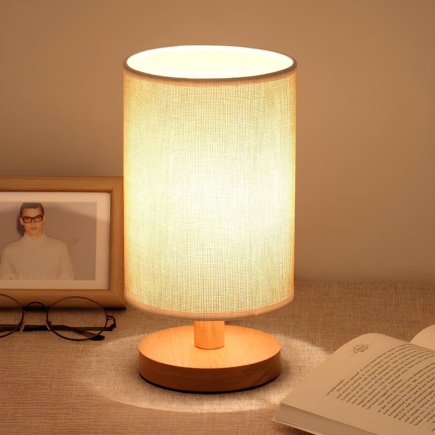 Lumio - Organic Glow Lamp van Hout & Linnen met Afstandsbediening