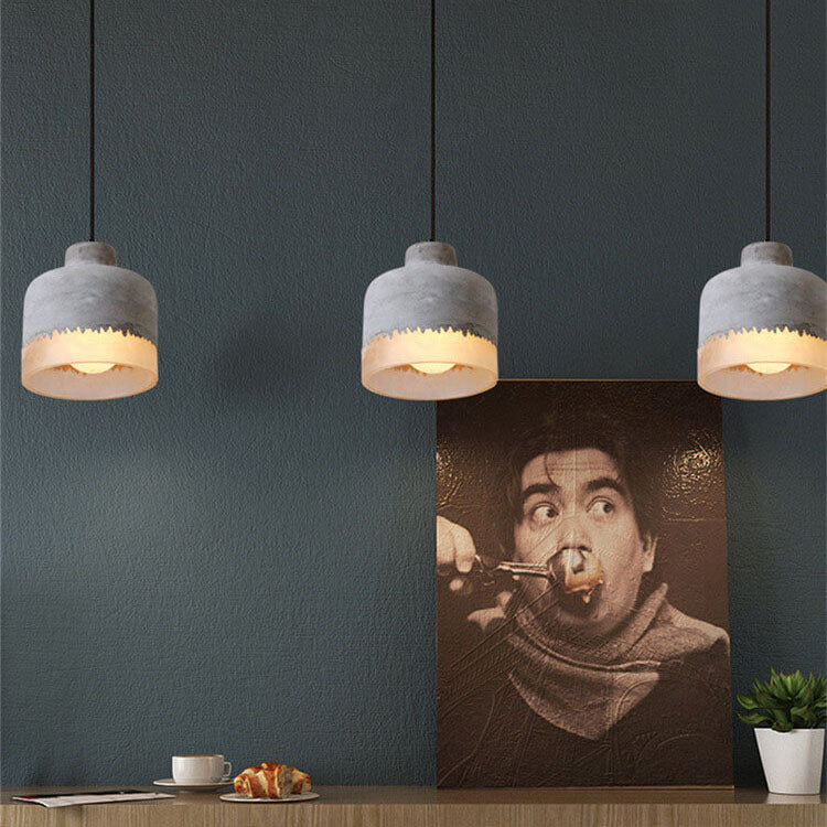 Industriële Hanglamp van Cement en Metaal – Grijs met Verstelbare Hoogte