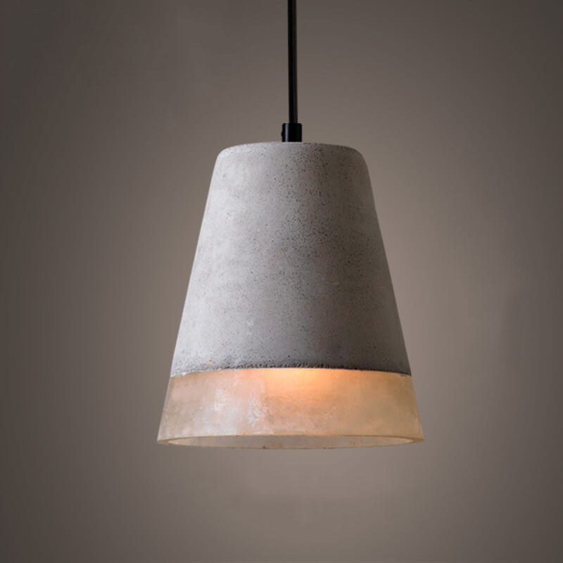 Industriële Hanglamp van Cement en Metaal – Grijs met Verstelbare Hoogte