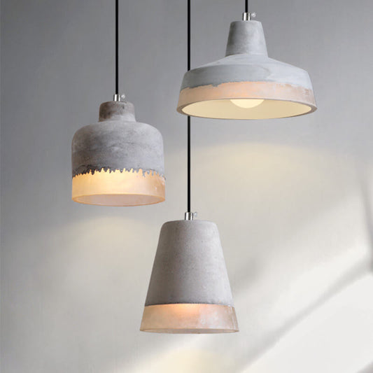 Industriële Hanglamp van Cement en Metaal – Grijs met Verstelbare Hoogte