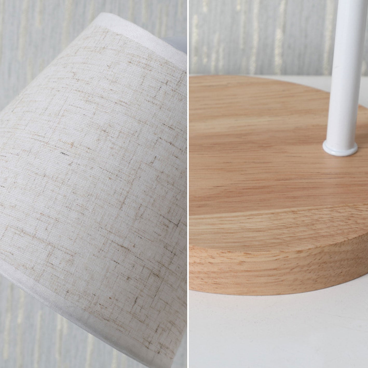 Moderne Tafellamp van Linnen, Metaal en Hout – Geïntegreerde LED met USB/Plug-In