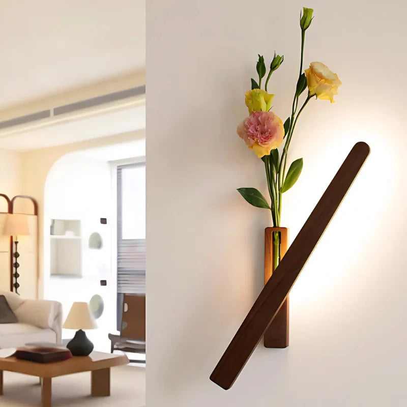 Oak – Wandlamp met Houten Design & Ingebouwde Vaas