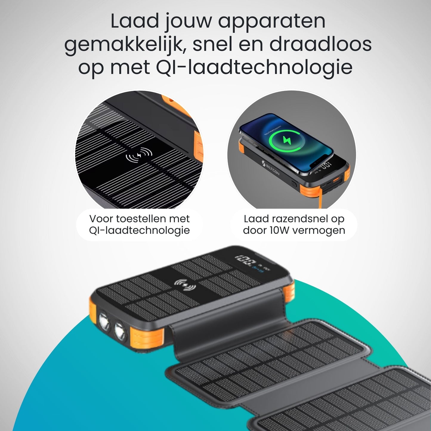 Lumio – Strong Solar Powerbank 30000 mAh met 4 zonnepanelen en 8-in-1 laadfunctie
