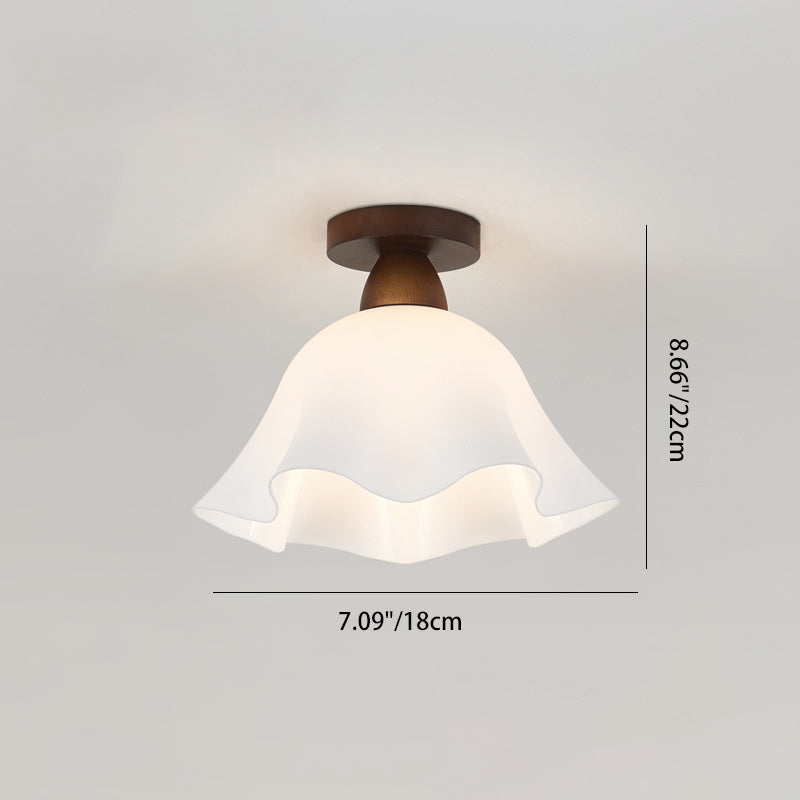 Minimalistische Scandinavische Plafondlamp – Hout & Glas – Wit – 220-240V (1 Lichtbron)