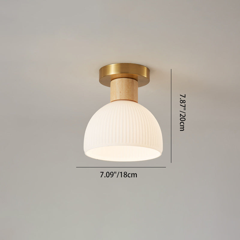 Minimalistische Scandinavische Plafondlamp – Hout & Glas – Wit – 220-240V (1 Lichtbron)