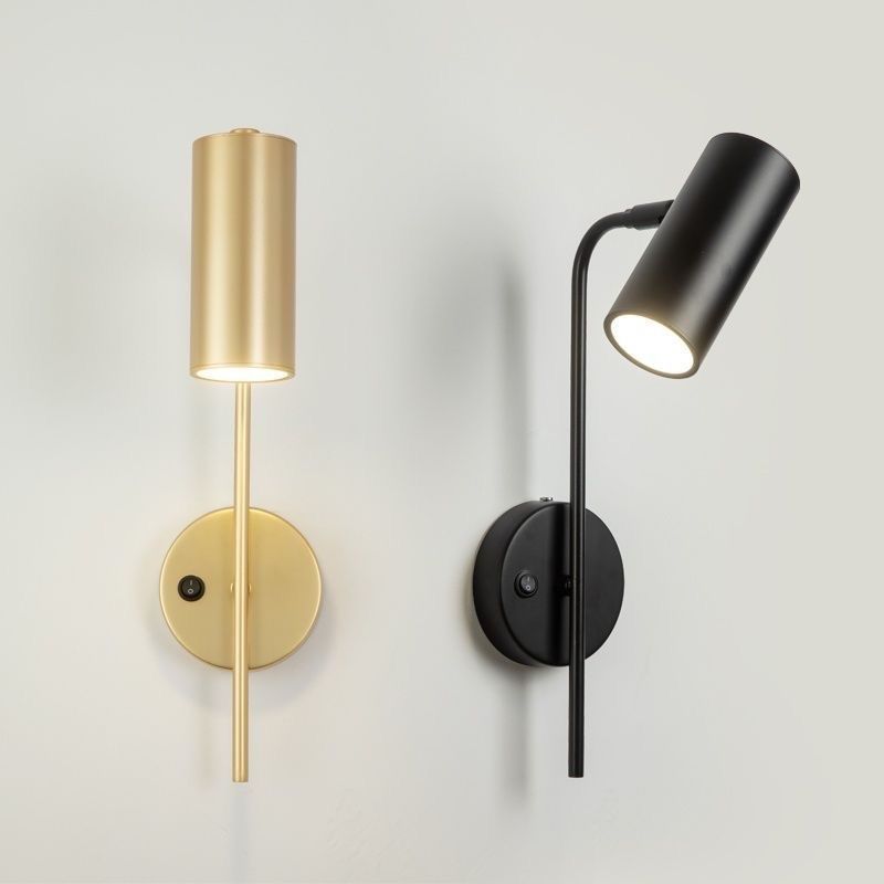 Industriële Draaibare Wandlamp – Zwart of Goud – 1-lichts Cilinderdesign
