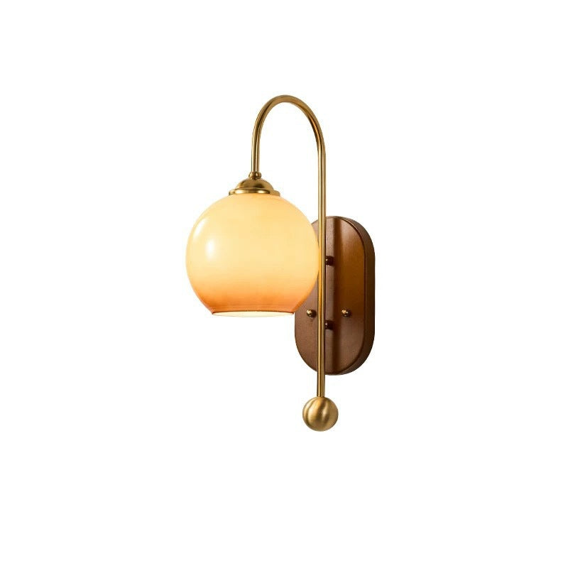 Scandinavische Wandlamp met Glazen Kap – Melkwit/Bruin – 220-240V (1 Lichtbron)