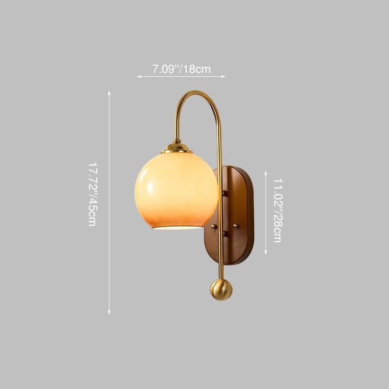Scandinavische Wandlamp met Glazen Kap – Melkwit/Bruin – 220-240V (1 Lichtbron)