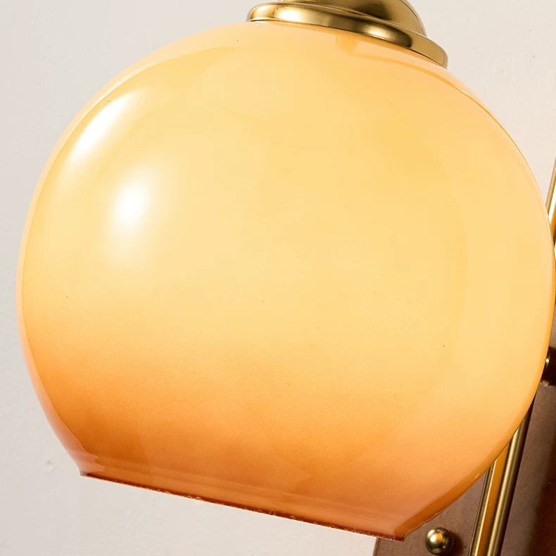 Scandinavische Wandlamp met Glazen Kap – Melkwit/Bruin – 220-240V (1 Lichtbron)