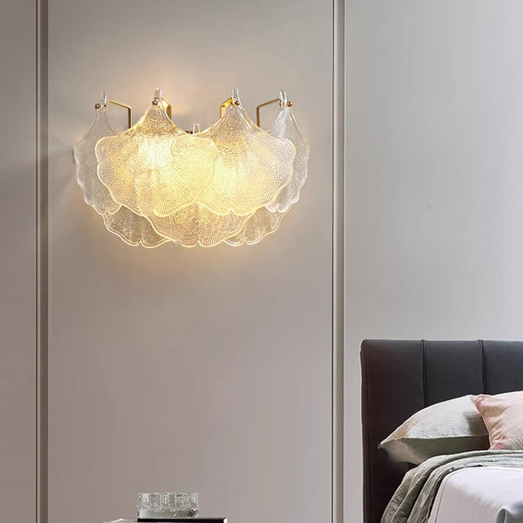 Luxe Wandlamp met Glazen Kap – Transparant/Goud – 220-240V (2 Lichtbronnen)