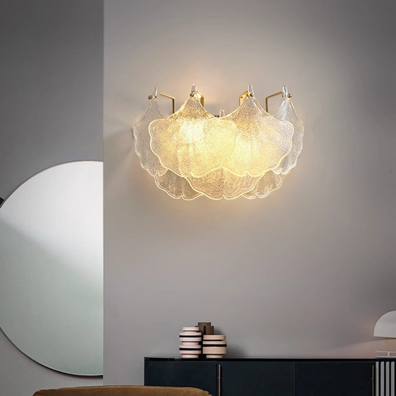 Luxe Wandlamp met Glazen Kap – Transparant/Goud – 220-240V (2 Lichtbronnen)