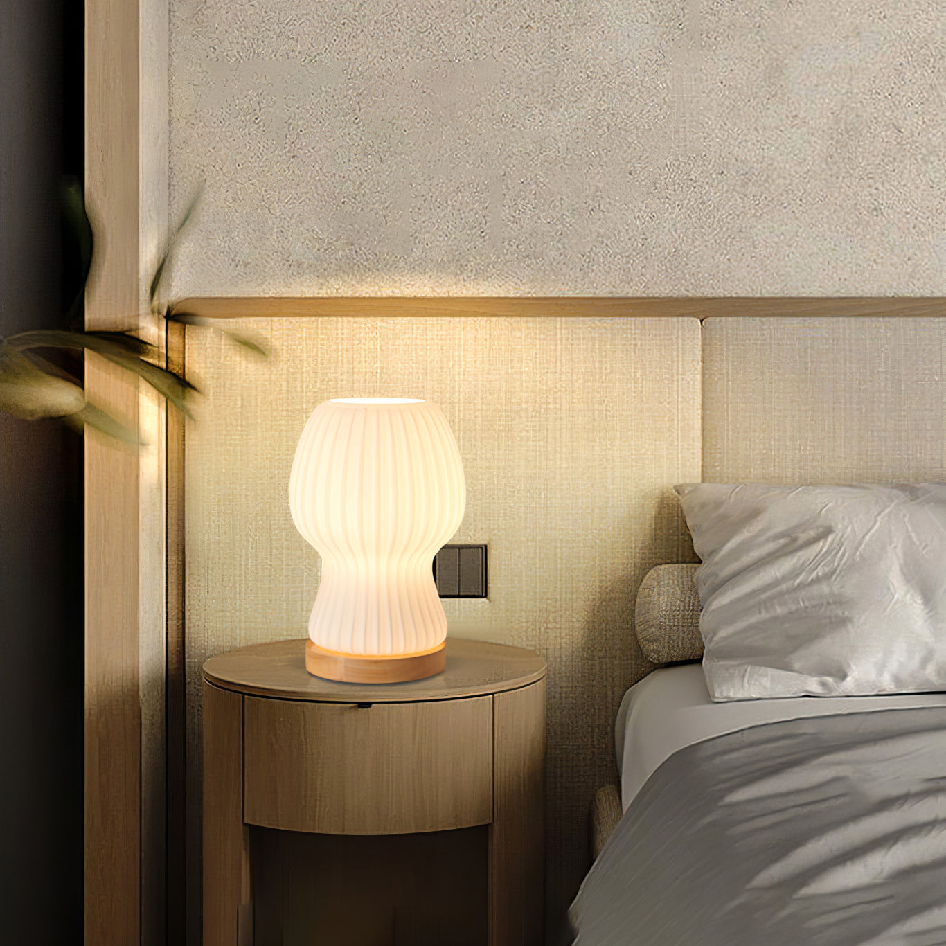 Lumio – Japandi Glazen Tafellamp met Zachte Sfeerverlichting