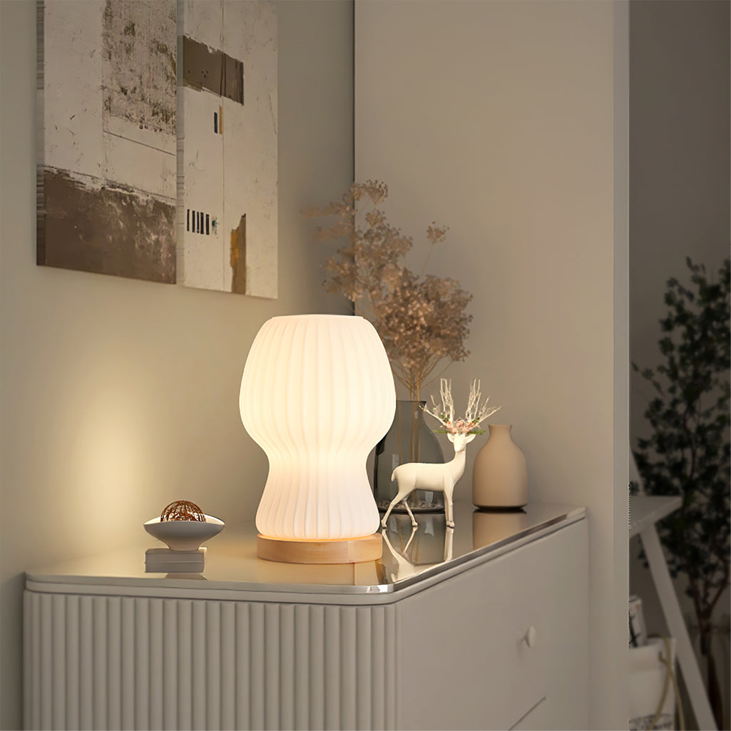 Lumio – Japandi Glazen Tafellamp met Zachte Sfeerverlichting