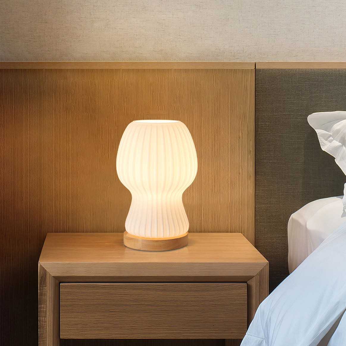 Lumio – Japandi Glazen Tafellamp met Zachte Sfeerverlichting