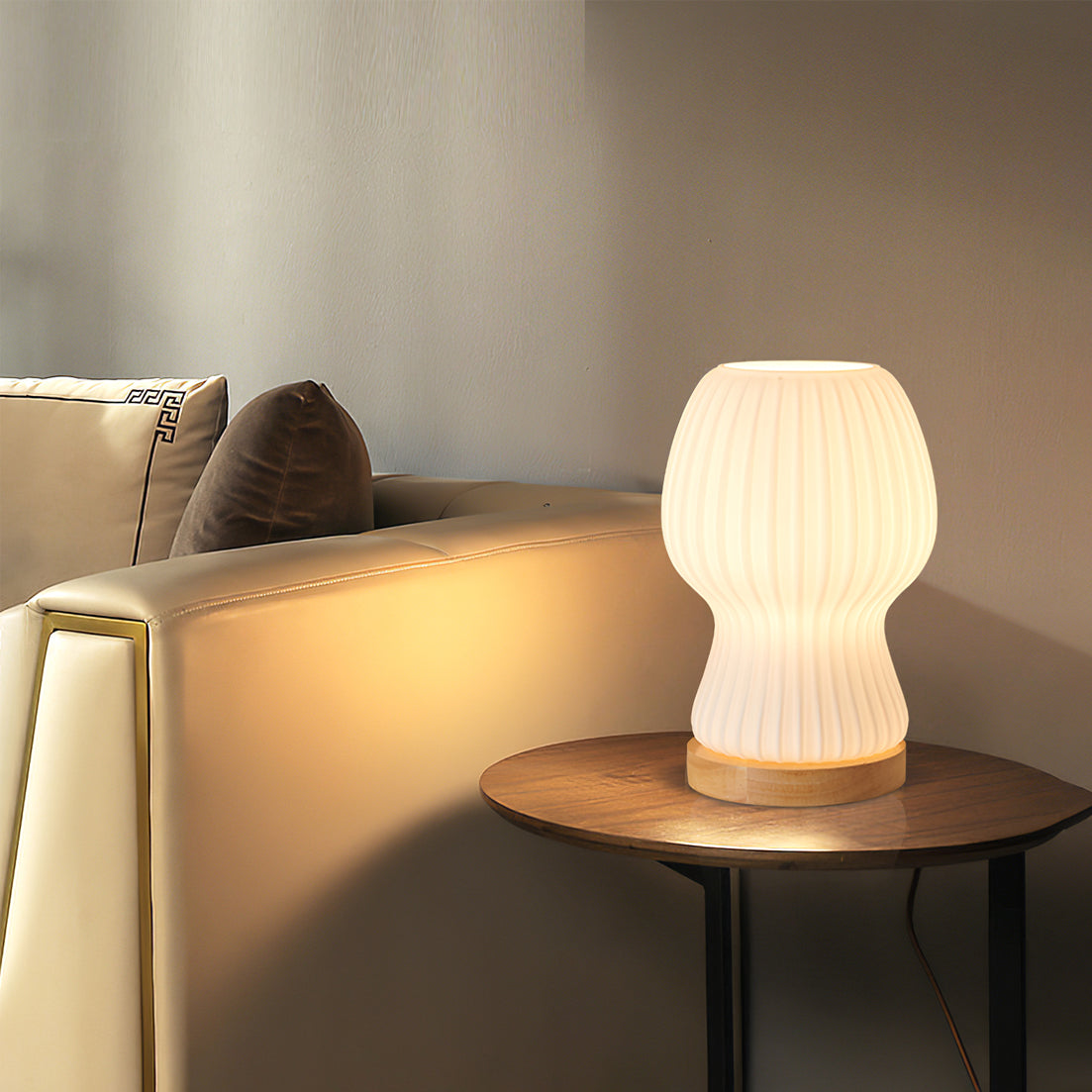Lumio – Japandi Glazen Tafellamp met Zachte Sfeerverlichting