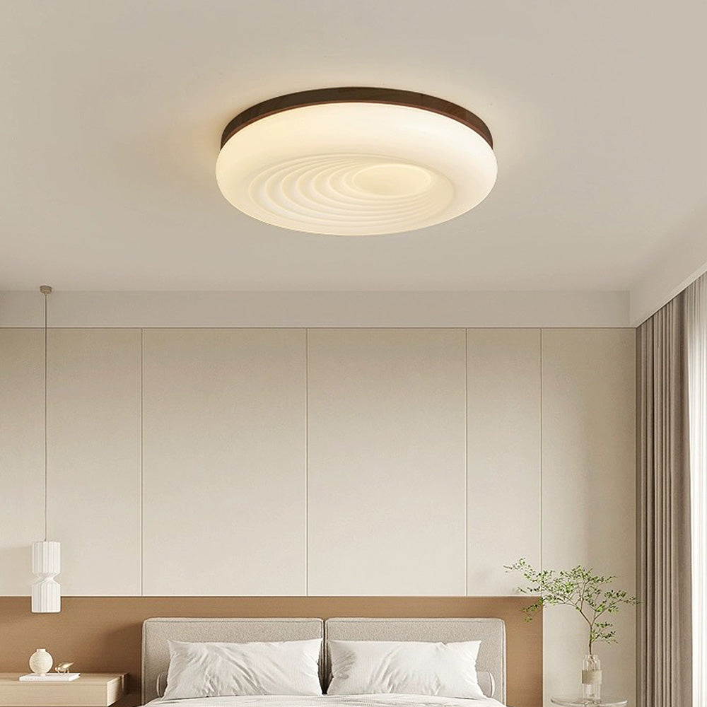 Franse Beige en Witte LED Plafondlamp – Hout en Acryl met 3-Kleur Licht