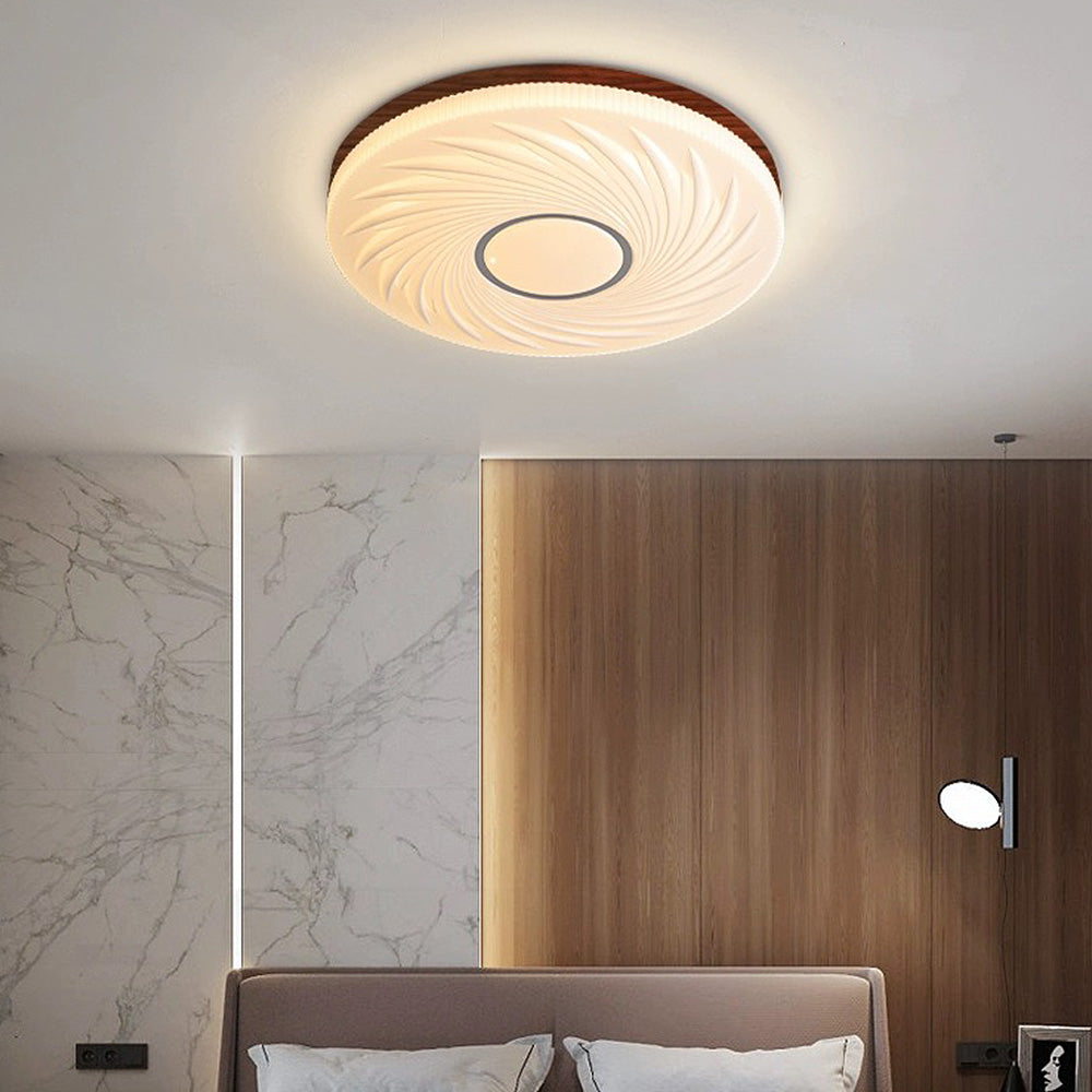 Franse Beige en Witte LED Plafondlamp – Hout en Acryl met 3-Kleur Licht