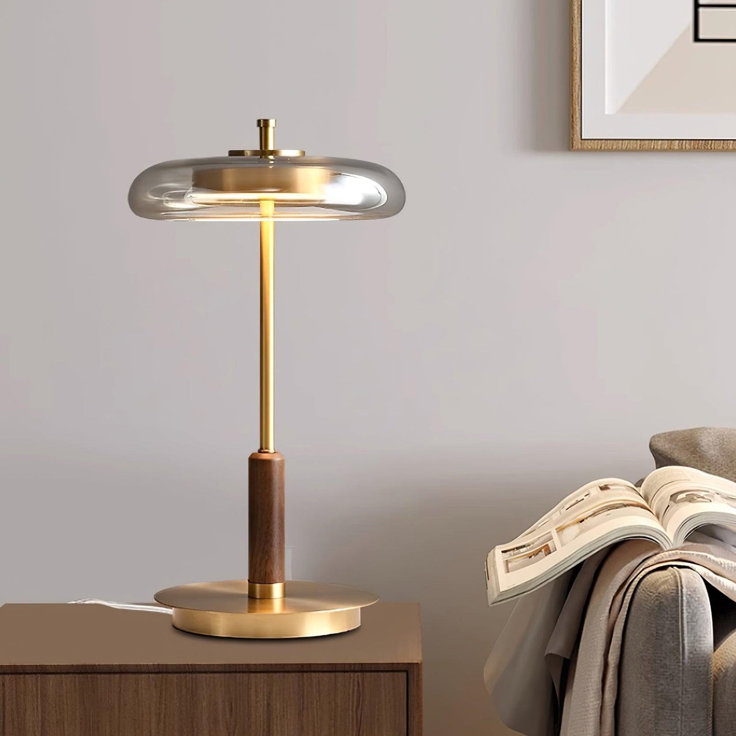 Lumio – Moderne Scandinavische Tafellamp LED Designlamp van Glas en Metaal voor Elegante Sfeerverlichting
