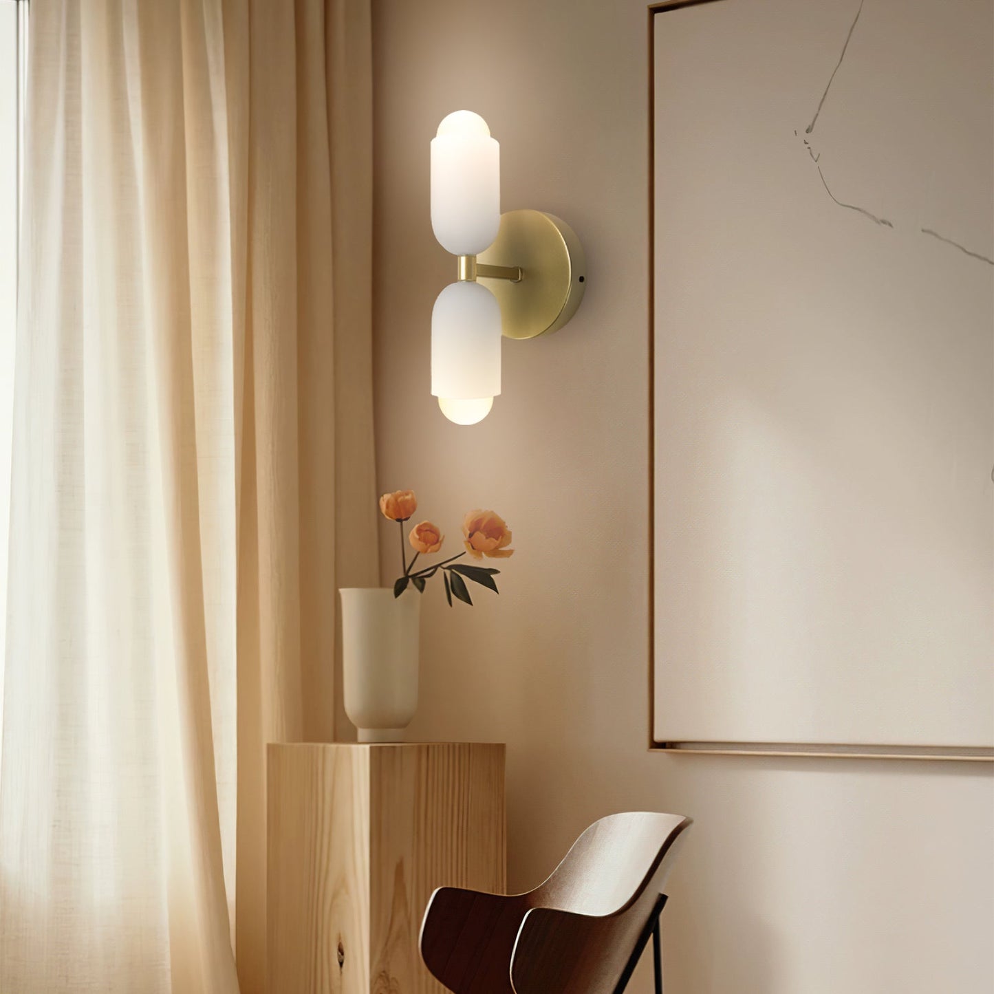Döle - Moderne Wandlamp met Dubbele Glazen Kappen (E14, Indoor)