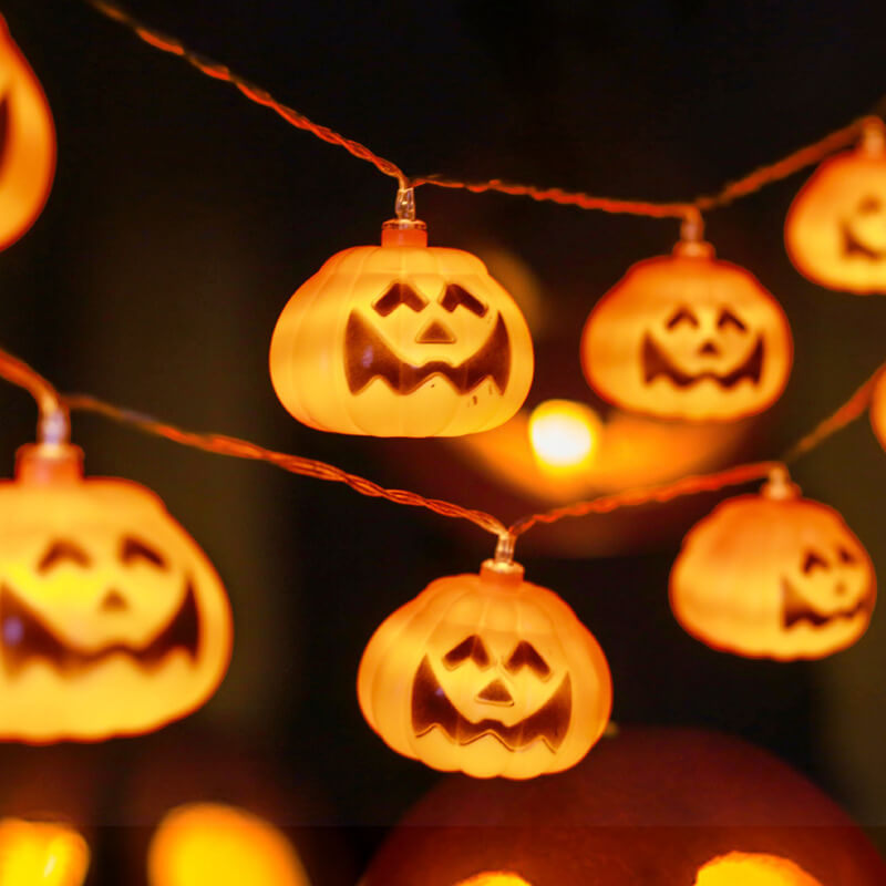 Halloween Gele LED Sfeerverlichting – 24V String Light (10 of 20 lampjes)