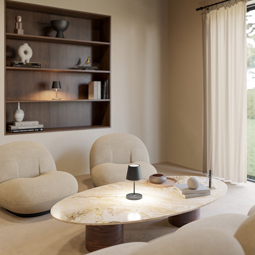Lumio - Japandi Dimbare LED tafellamp met warm licht en oplaadstation