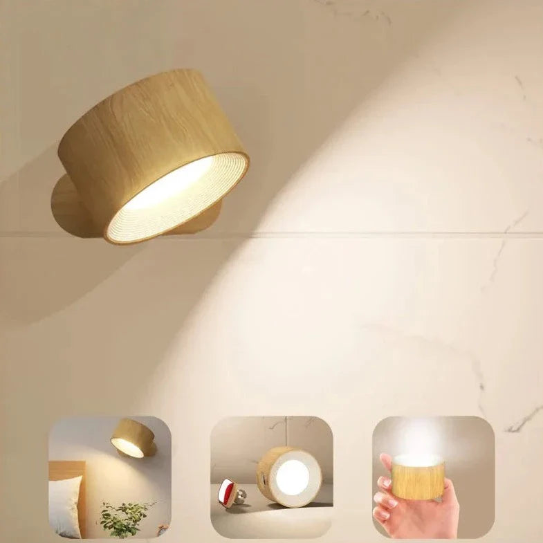 Lumio - Scandinavische draadloze wandlamp met 360° rotatie en dimfunctie