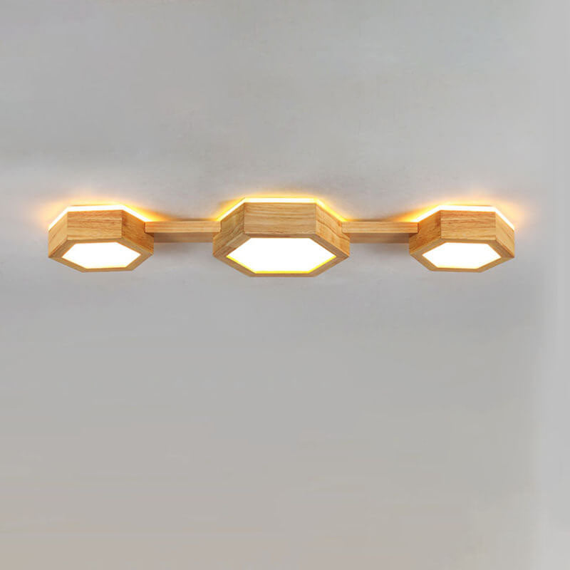 Moderne Houten Japandi LED Plafondlamp – 220V-240V – 1/2/3 Spots