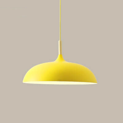 Kleurrijke Metalen Hanglamp met Houten Accent – Twee Maten