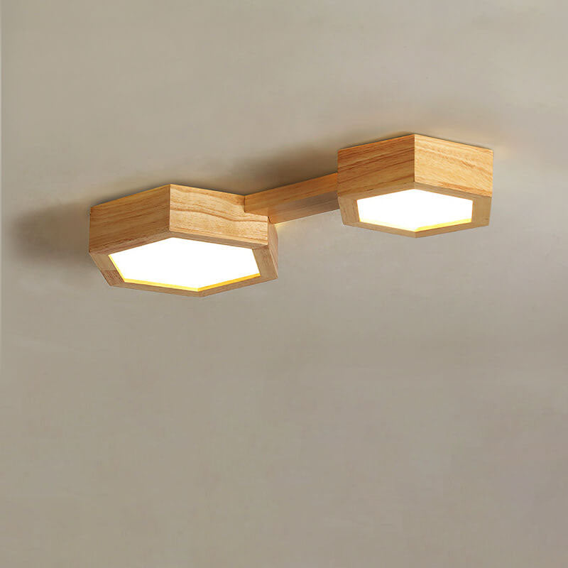 Moderne Houten Japandi LED Plafondlamp – 220V-240V – 1/2/3 Spots