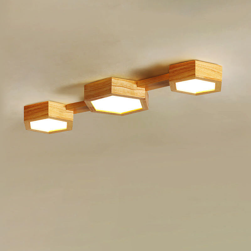 Moderne Houten Japandi LED Plafondlamp – 220V-240V – 1/2/3 Spots