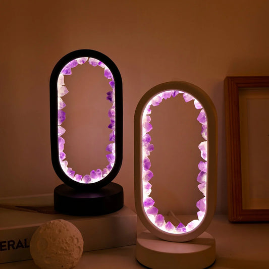 Lagom – Amethist Sereniteit Lamp met Natuurlijke Kristallen