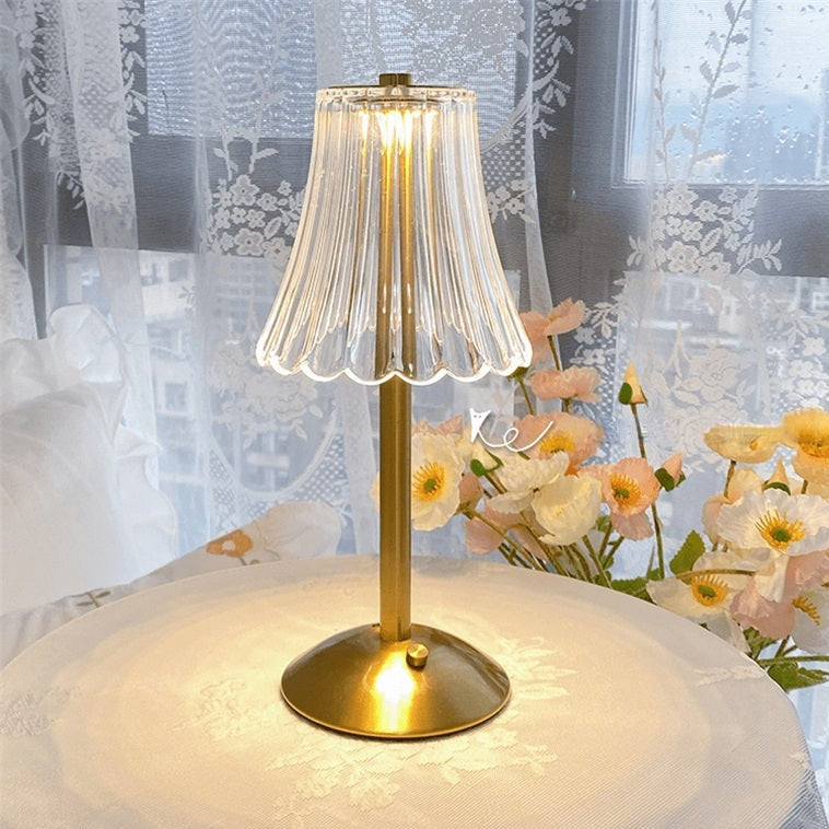 Lumio - Gouden kristallen draadloze tafellamp met touch-dimming